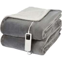 Dimplex Super Cosy Grey and White Sherpa Fleece Heated Throw 130 x 180cm - Size: 1800 x 1300 x 2cm - Wilko