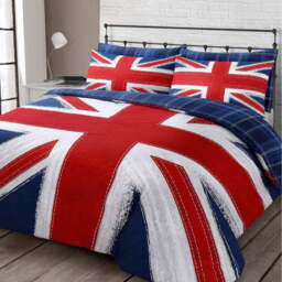 Velosso EasyCare Double Union Jack Reversible Duvet Set - Blue - Serene - Wilko - thumbnail 1