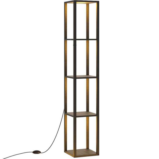 Costway 4 Shelf with 3 Way Dimmable LED Light Floor Lamp - Size: 165 x 29 x 29cm - Black - Wilko - image 1