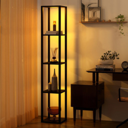 Costway 4 Shelf with 3 Way Dimmable LED Light Floor Lamp - Size: 165 x 29 x 29cm - Black - Wilko - thumbnail 3