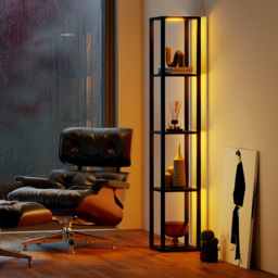 Costway 4 Shelf with 3 Way Dimmable LED Light Floor Lamp - Size: 165 x 29 x 29cm - Black - Wilko - thumbnail 7