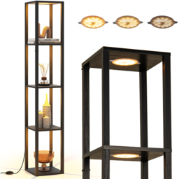 Costway 4 Shelf with 3 Way Dimmable LED Light Floor Lamp - Size: 165 x 29 x 29cm - Black - Wilko - thumbnail 5