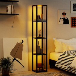 Costway 4 Shelf with 3 Way Dimmable LED Light Floor Lamp - Size: 165 x 29 x 29cm - Black - Wilko - thumbnail 6