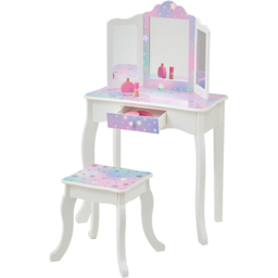 Teamson Kids White and Lavender Starry Sky Print Gisele Medium Vanity and Stool - Size: 99.1 x 33.0 x 66.0cm - White/Lavender - Wilko - thumbnail 5