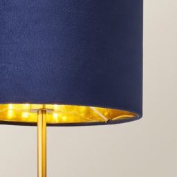 ValueLights Christina Navy Velvet and Gold Palm Leaf Table Lamp with Bulb - Size: 47.5 x 29 x 29cm - Wilko - thumbnail 4