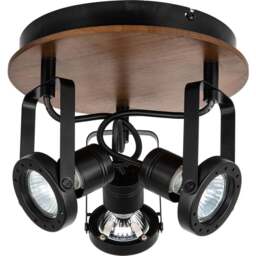 Cosylyte Riverton Matt Black 3 Light Spotlight - Size: 26 x 26 x 19cm - Brown - Wilko