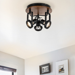 Cosylyte Riverton Matt Black 3 Light Spotlight - Size: 26 x 26 x 19cm - Brown - Wilko - thumbnail 3