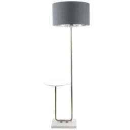 ValueLights Tavel Chrome LED Floor Lamp Table with Charcoal and Chrome Lamp Shade - Size: 146 x 54 x 35cm - Silver - Wilko