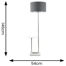 ValueLights Tavel Chrome LED Floor Lamp Table with Charcoal and Chrome Lamp Shade - Size: 146 x 54 x 35cm - Silver - Wilko - thumbnail 5