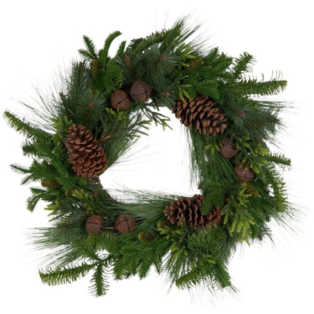 Pinecone and Bells WreathGreen - Wilko - image 1