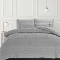Velosso Single Silver Saville Duvet Set - Wilko - thumbnail 1