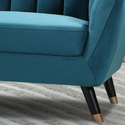 Morgan 3 Seater Teal Plush Velvet Sofa - Blue - Artemis Home - Wilko - thumbnail 4