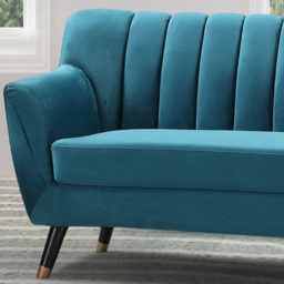 Morgan 3 Seater Teal Plush Velvet Sofa - Blue - Artemis Home - Wilko - thumbnail 3