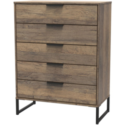 Crowndale Hong Kong 5 Drawer Vintage Oak Chest of Drawers - Brown - Wilko - thumbnail 3