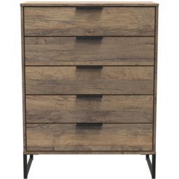 Crowndale Hong Kong 5 Drawer Vintage Oak Chest of Drawers - Brown - Wilko - thumbnail 4