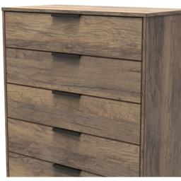 Crowndale Hong Kong 5 Drawer Vintage Oak Chest of Drawers - Brown - Wilko - thumbnail 6