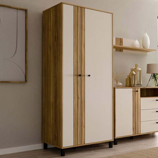 Florence Grafton 2 Door Cream and Oak Wardrobe - Multi - Furniture To Go - Wilko - image 1