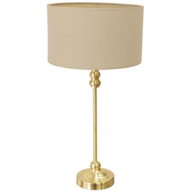 ValueLights Maggie Cream and Gold Drum Shade Candlestick LED Table Lamp - Size: 50 x 25 x 25cm - Wilko - image 1