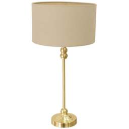 ValueLights Maggie Cream and Gold Drum Shade Candlestick LED Table Lamp - Size: 50 x 25 x 25cm - Wilko