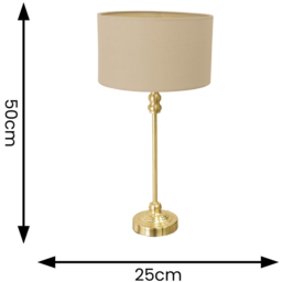 ValueLights Maggie Cream and Gold Drum Shade Candlestick LED Table Lamp - Size: 50 x 25 x 25cm - Wilko - thumbnail 5
