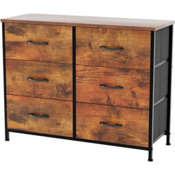 Vida Designs Chorley 6 Drawer Rustic Brown Fabric Chest of Drawer - Wilko - thumbnail 3