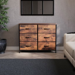 Vida Designs Chorley 6 Drawer Rustic Brown Fabric Chest of Drawer - Wilko - thumbnail 4