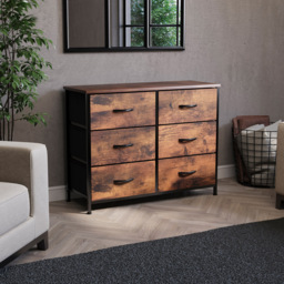 Vida Designs Chorley 6 Drawer Rustic Brown Fabric Chest of Drawer - Wilko - thumbnail 5