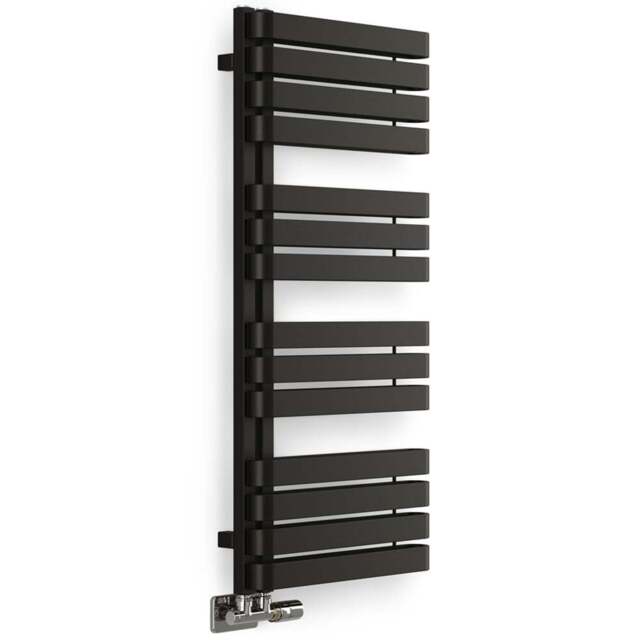 Terma Warp S Matt Black Heated Towel Rail 2605 BTU 1110 x 500mm - Size: 111 x 50 x 11.2cm - Wilko - image 1