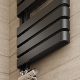 Terma Warp S Matt Black Heated Towel Rail 2605 BTU 1110 x 500mm - Size: 111 x 50 x 11.2cm - Wilko - thumbnail 7