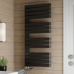 Terma Warp S Matt Black Heated Towel Rail 2605 BTU 1110 x 500mm - Size: 111 x 50 x 11.2cm - Wilko - thumbnail 3