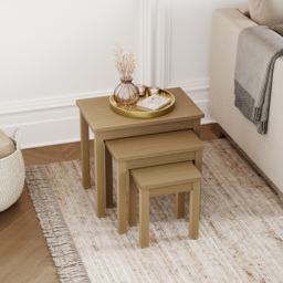 Vida Designs Oakridge Pine Nest of Tables Set of 3 - Size: 34 x 54 x 47cm - Brown - Wilko - thumbnail 6
