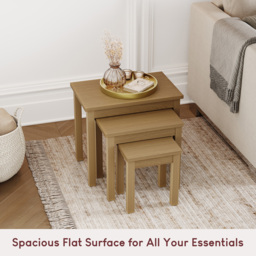 Vida Designs Oakridge Pine Nest of Tables Set of 3 - Size: 34 x 54 x 47cm - Brown - Wilko - thumbnail 7