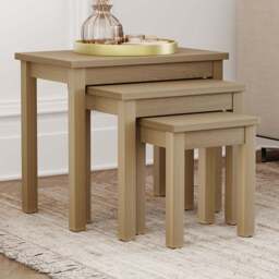 Vida Designs Oakridge Pine Nest of Tables Set of 3 - Size: 34 x 54 x 47cm - Brown - Wilko