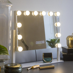 Jack Stonehouse White Vivien Hollywood Vanity Mirror with 12 LED Bulbs - Size: 41 x 30cm - Wilko - thumbnail 3