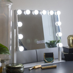 Jack Stonehouse White Vivien Hollywood Vanity Mirror with 12 LED Bulbs - Size: 41 x 30cm - Wilko - thumbnail 4