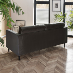 Furniturebox Josie 3 Seater Dark Grey Velvet Sofa - Wilko - thumbnail 5