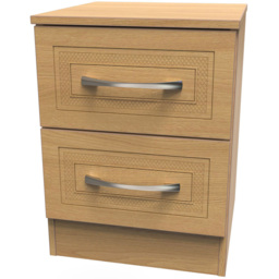 Crowndale Dorset 2 Drawer Modern Oak Bedside Cabinet Ready Assembled - Wood - Wilko - thumbnail 3