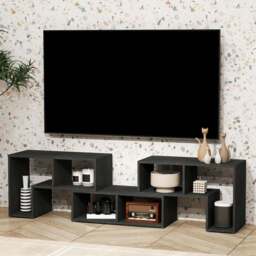 HOMCOM 6 Shelf Black TV Unit - Size: 44 x 30.5 x 180cm - Wilko