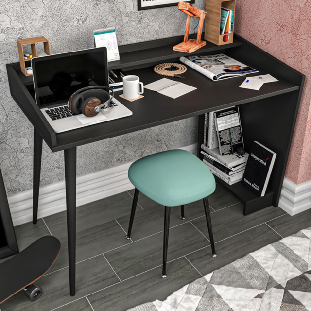 Decorotika Vanessa 2 Shelf Computer Desk with Solid Legs Black - Size: 87 x 121 x 61cm - Wilko - image 1