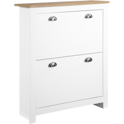 Portland 2 Drawer White Narrow Shoe Cabinet - Wilko - thumbnail 3