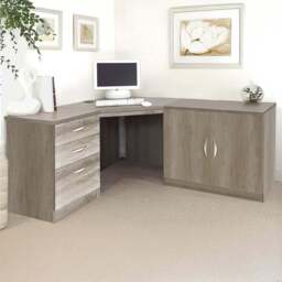 R White Cabinets 2 Door 3 Drawer Grey Set-13 Corner Desk - Size: 72.8 x 179 x 141.9cm - Wilko - thumbnail 1