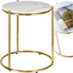 tectake Side Table Ellsa White and Gold Marble Top Side Table - Size: 50.5 x 43 x 43cm - Wilko - thumbnail 3