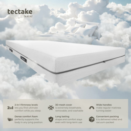tectake Sky Single 2 in 1 Firmness Level 3D Mesh Cover Mattress - White - Wilko - thumbnail 4