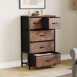 Vida Designs Chorley 5 Drawer Rustic Brown Fabric Chest of Drawer - Wilko - thumbnail 5