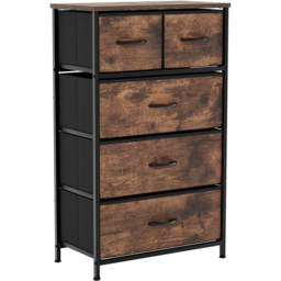 Vida Designs Chorley 5 Drawer Rustic Brown Fabric Chest of Drawer - Wilko - thumbnail 3