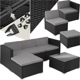 tectake Lignano 4 Seater Black Rattan Garden Sofa Set - Wilko - thumbnail 3