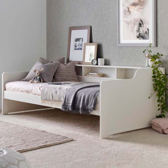 Tyler Single White Guest Bed with Spring Mattress - Bedmaster - Wilko - image 1