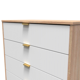 Crowndale 4 Drawer White Matt and Bardolino Oak Wide Chest of Drawers Ready Assembled - Wilko - thumbnail 6