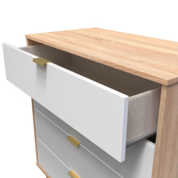 Crowndale 4 Drawer White Matt and Bardolino Oak Wide Chest of Drawers Ready Assembled - Wilko - thumbnail 7