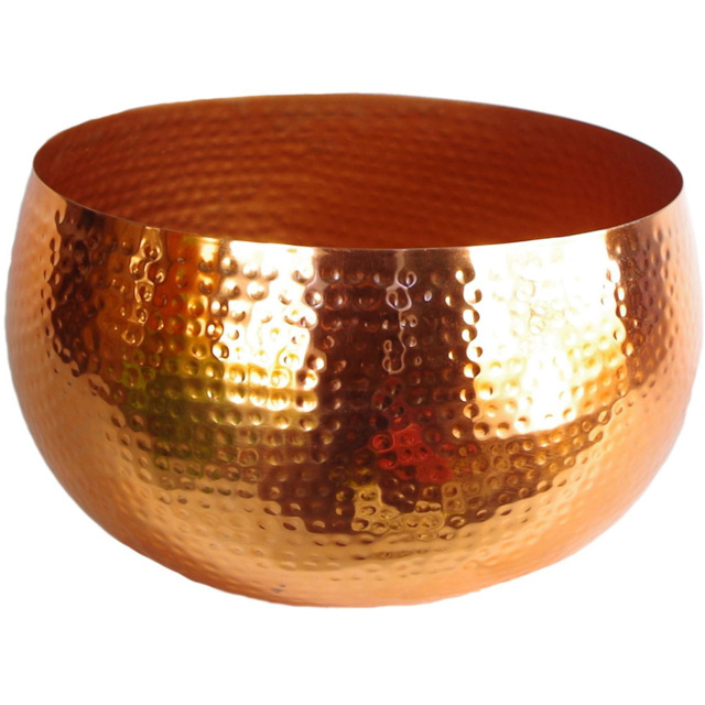 Leaf Hammered Copper Metal Bowl 32 x 20cm - Size: 20 x 30 x 30cm - Orange - Wilko - image 1